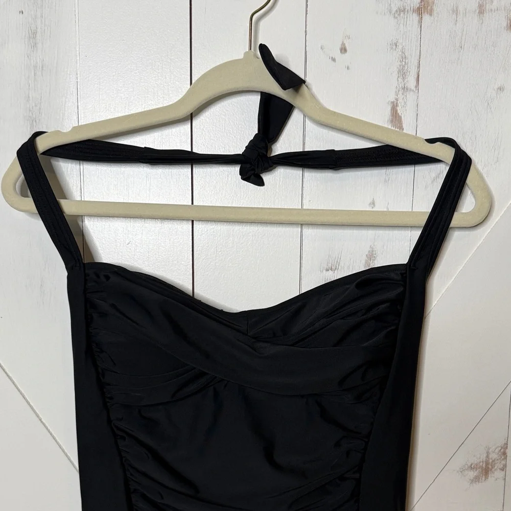 Disney Black Halter Ruched One Piece Swimsuit